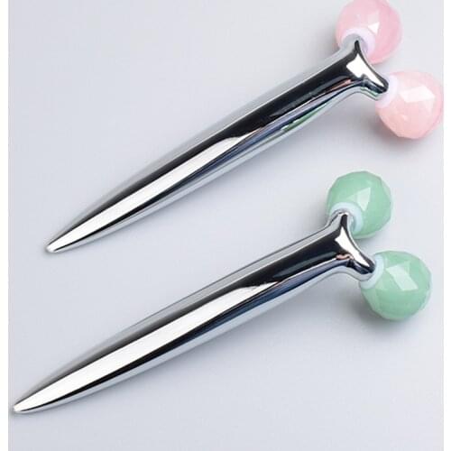 3D Face Massage Roller Rose Quartz Roller Facial Massager Crystal Face Lift Tool Wrinkles Removal Jade Roller for Face Slimming