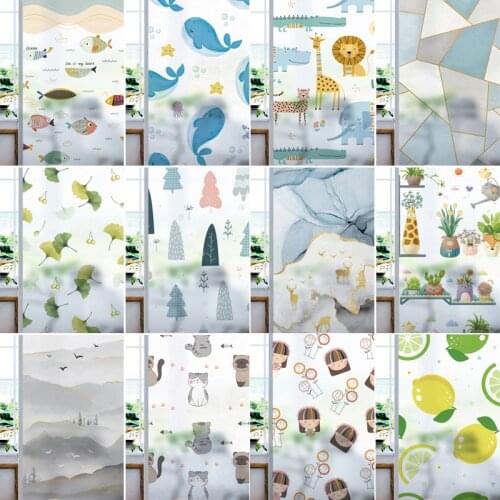 Cartoon fruit girl animal pattern electrostatic frosted anti-peep window glass sticker opaque bathroom bathroom window film