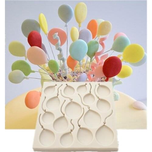Silicone Fondant Mold Birthday Balloons Resin Kitchen Accessories Sugarcraft Pastry Cake Decorating