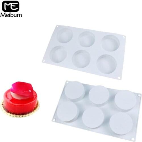 Meibum 6 Cavity Round Shape Cake Silicone Mold DIY Chocolate Fondant Pastry Mould Mousse Dessert Modle Kitchen Baking Tools