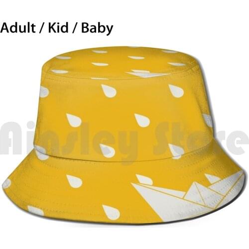 Float In The Rain Sun Hat Foldable UV Protection Rain Boat Paper Paper Boat Origami Balloon Red Yellow Rain Drop Water