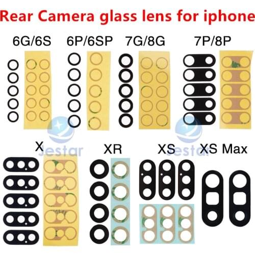 20sets/lot Rear Camera Glass Lens for iPhone 6/6S 6P/6SP 7/8 7P/8P X/XR/XS/MAX 12 11/Pro/Max Rear Camera Cover 3M Sticker
