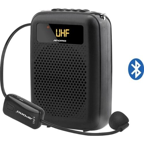 UHF Wireless Megaphone with Microphone Bluetooth Screen Display Radio Antenna Portable 12W Voice Amplifier 2400mAh Headset Mic