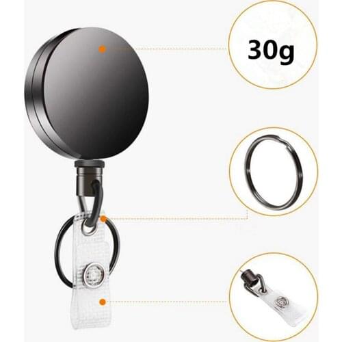 Luxury quality Pure grey Retractable Pull Badge Reel ID Lanyard Name Tag Card Badge Holder Reels Key Ring Chain Clips