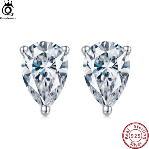 ORSA JEWELS 0.5ct DE Brilliant Moissanite Diamond Stud Earrings for Women 925 Sterling Silver Fine Jewelry Wedding Party SME17