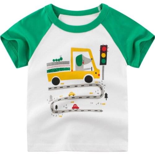 ZWF847 New Summer Baby Boy Cartoon Pattern Children Short Sleeve T Shirts Girl Top Tee Cotton Clothes Kid Costumes 2-10 Years