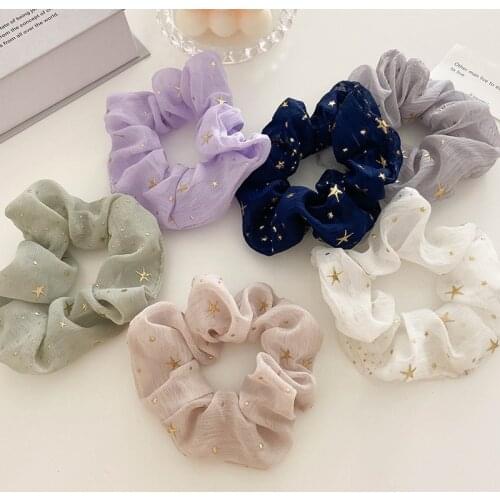 1PC Shiny Star Chiffon Hair Scrunchies for Women Elastic Rubber Hair Bands Ropes Hair Accessories Girl Holder Hair Ties