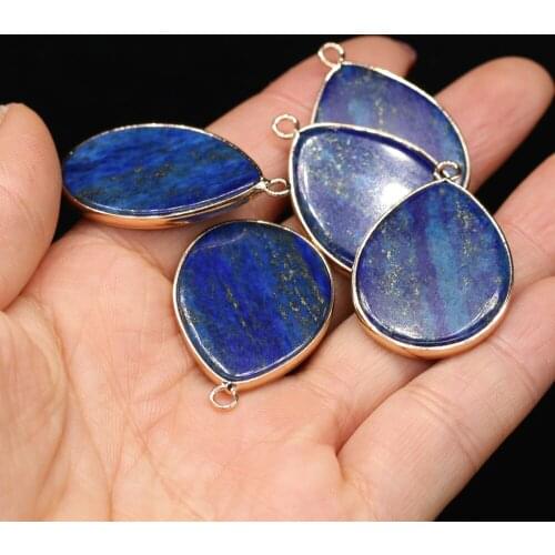1pcs Natural Stone Water Drop Shape Lapis lazuli Charms Pendants for DIY Jewelry Making Nacklace Earring Women Gift Size 24x35mm