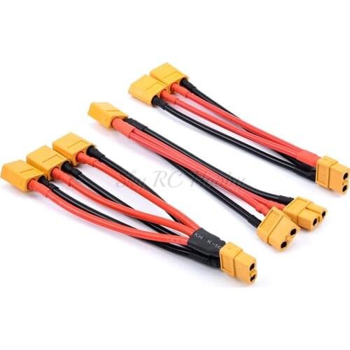 1PCS XT60 Parallel Battery Connector Cable Dual Extension Y Splitter / 3-Way 14AWG Silicone Wire For RC Parts