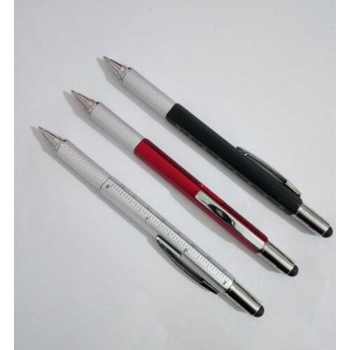 200pcs/lot aluminum Multifunction Tool Ballpoint Pen Screwdriver Ruler Spirit Level With A Top And Scale Metal Pen