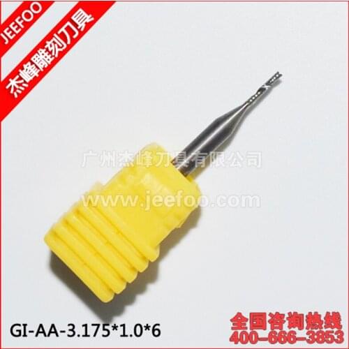 3.175*1.0*6mm One Flute Spiral Milling Tools, Router Bits, CNC Engraving Bits on Acrylic AA Series