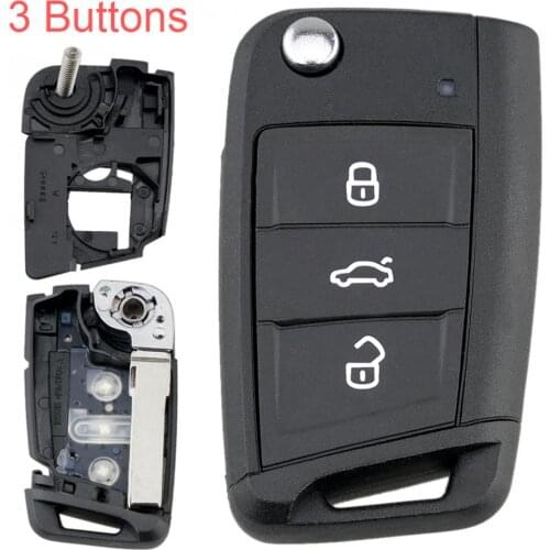 3 Buttons Modified Folding Flip Remote Car Key Cover Case Fob Fit for Golf 7 MK7 Skoda Octavia A7 Seat