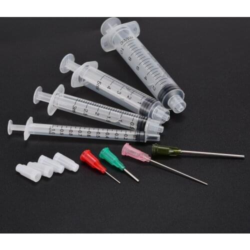 4pcs/set 1ml 3ml 5ml 10ml Luer Lock Syringes with 4pcs 14G-25G Blunt Tip Needles and Caps For Industrial Dispensing Syringe