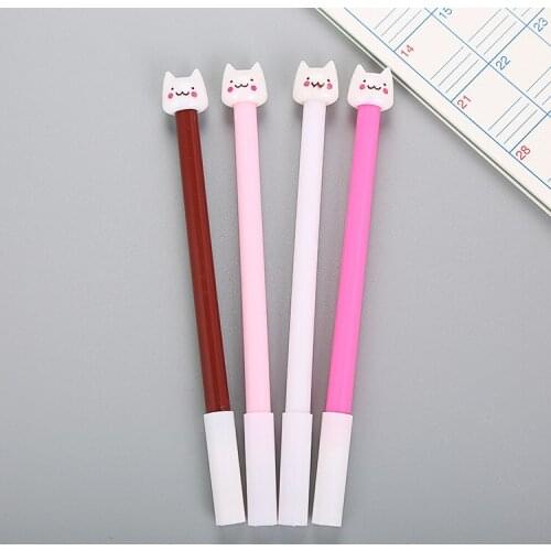 40 Pcs Creative Cartoon Cat Gel Cute Student Stationery Black Pen Quality Office Sign Kawaii School Supplies Pen
