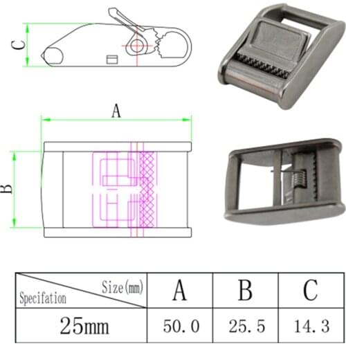 4x Heavy Duty Stainless Steel Cam Buckle for Tie Down Strap 25mm/1"