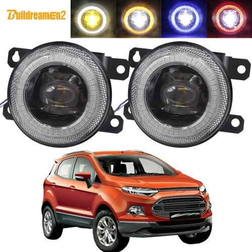 2 X Car Fog Light Assembly LED Lens Angel Eye Daytime Running Lamp DRL 30W 8000LM 12V For Ford EcoSport 2013 2014 2015 2016