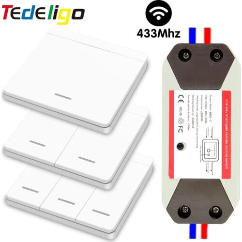 Wireless Switch Panel 86 RF Smart Light Switch Push Button Remote on Off Relay Controller 220V for Ceiling Lamp Water Heaters