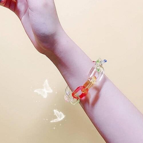 Girls Colorful Bracelets Resin Cuff Link Resin Hand Chains Fashion Jewelry Women Bracelets Hand Decor Birthday Gift