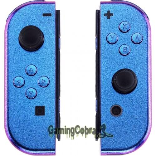 EXtremeRate Chameleon Purple Blue Controller Housing Shell With Full Set Buttons DIY Replacement Shell Case for NS Switch JoyCon