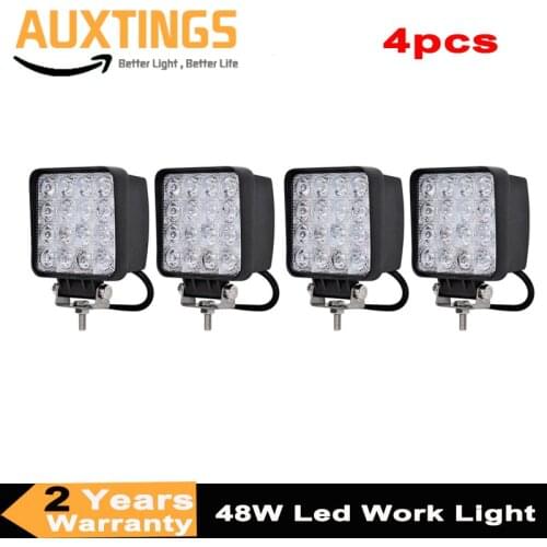 DE Stock Free Tax 4Pcs 4Inch 48W 12V 24V LED Work Light Spot/Flood Square LED Lamp for Offroad 4WD Trailer Motorcycle Car Truck