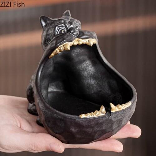 Household Cute Animal Ashtray Ceramics Anti-fly Ash Ornaments Living Room Study Office Smoking Accessories Car Cigar Ashtray