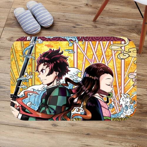 Living Room Door Mat Demon Slayer Printed Floor Mat Outdoor Rugs Bathroom Kitchen Carpet Anti-Slip Rug House Doormat