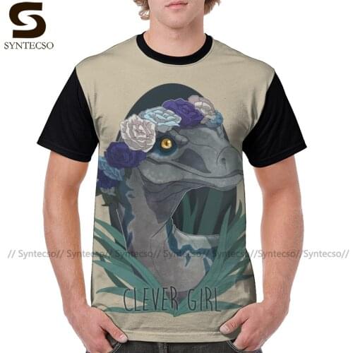 Jurassic World T Shirt Clever Girl Blue Graphic T-Shirt Funny Short-Sleeve Tee Shirt Printed Graphic Tshirt