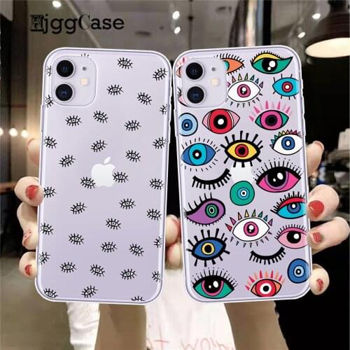 Eye Blue Evil Eye Print Clear Phone Case For iPhone 12 Mini 11 Pro XR X XS MAX 7 8 6 Plus SE 2020 Soft Silicone Back Cover Bag