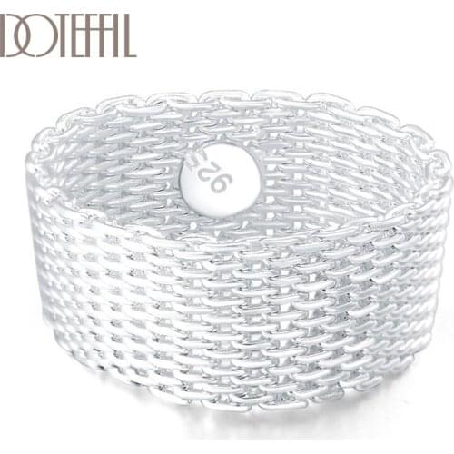 DOTEFFIL 925 Sterling Silver Exquisite Mesh Network Ring For Women Fashion Wedding Engagement Party Gift Charm Jewelry