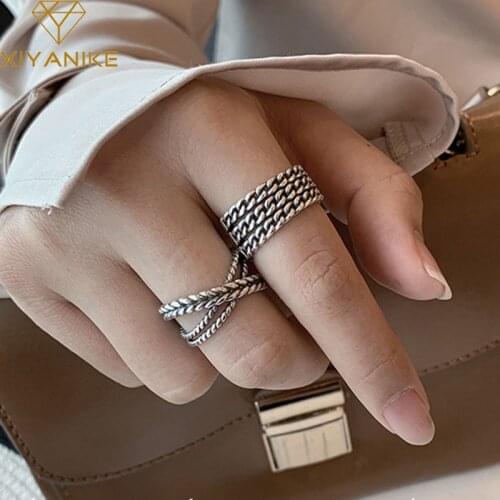 XIYANIKE Prevent Allergy 925 Sterling Silver Chain Cross Handmade Ring for Women Vintage Creative Jewelry Party Accessories