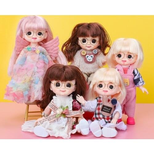 13 Moveable Jointed 16cm Ob11 BJD Dolls With Skirt Shoes Long Hair Baby Naked Girl Body Fashion Dolls Hot Toys For Girls Gift