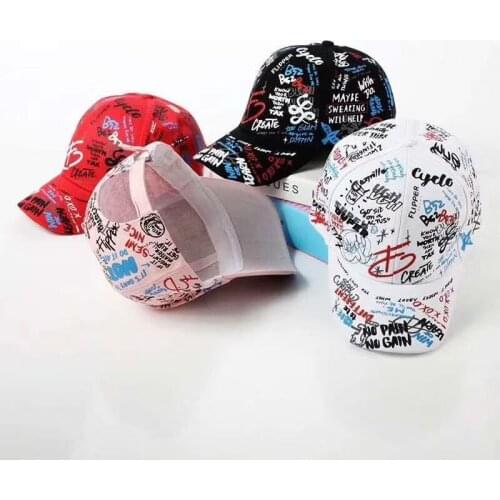 KENSHELLEY Adult Women And Men Summer Graffiti Hat Fashion Letter Baseball Hat Duck Tongue Hat Outdoor Travel Sunshade Cap