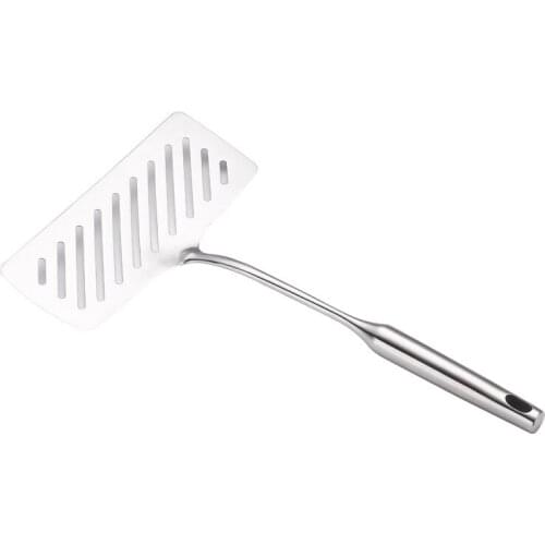 304 Stainless Steel Wide Fried Fish Spatulas Steak Shovel Fish Turner Slotted Beveled Kitchen Cooking Utensils