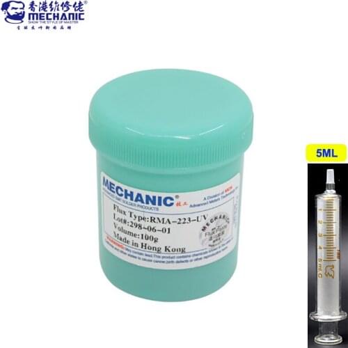 MECHANIC 100g RMA-223-UV RMA 223 BGA PCB Flux Paste No-Clean Solder / SMD Soldering Paste Flux Grease + Glass Syringe