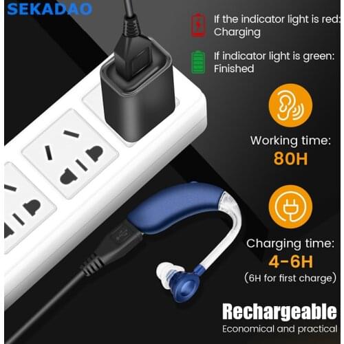 Mini Rechargeable Hearing Aid Digital BTE Hearing Aids Adjustable Tone Sound Amplifier Portable Deaf Elderly digital Hearing Aid