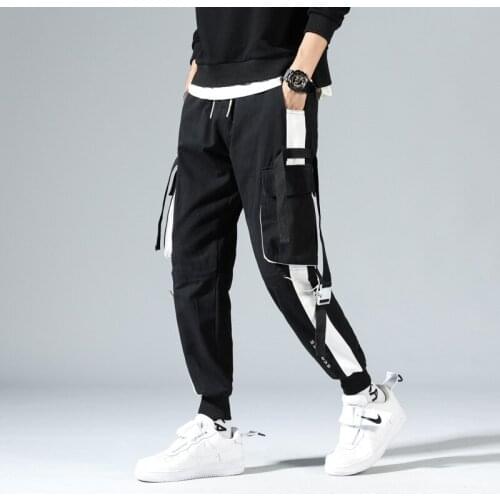 2021 Hip-hop Jogger Male Korean Style Street Cargo Pants Male New INS Loose Men Splicing Foot Casual Cargo Pants Fashion