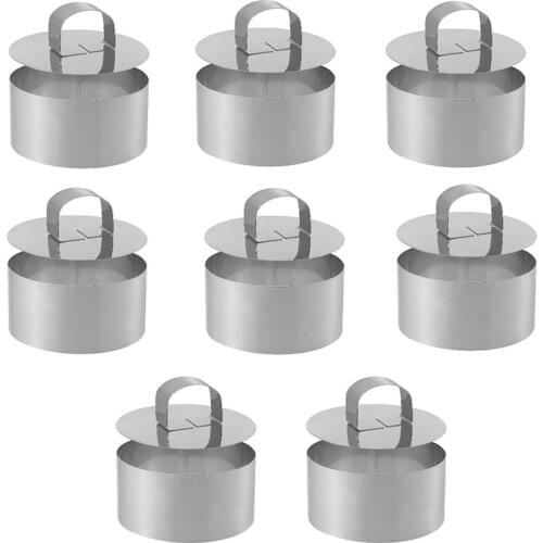 8 Pcs Cooking Ring Set,Stainless Steel Cake Mold,Baking Mold with Press Cover,for Cooking Crumpets/Mousse/Desserts