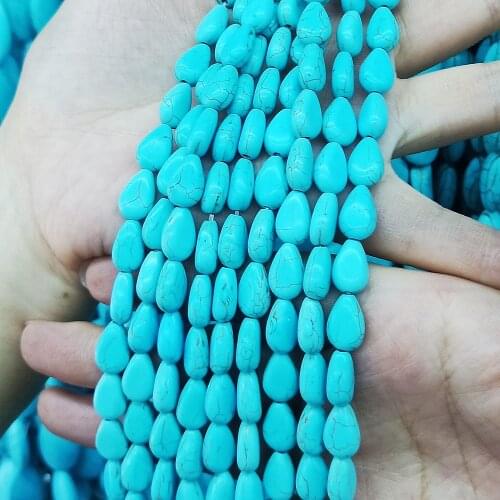 Natural blue Straight Hole Flat Drops 8-25mm Semi-precious Stones Beads Make Necklace DIY Bracelet Accessories 39cm