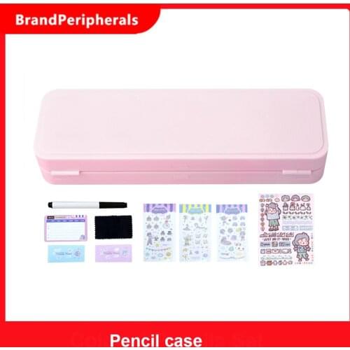 NBX Folding Stationery Box Pencil Case Holder Double Layer Storage Pen Box Organizer with Erasable Pen Sticker for kids