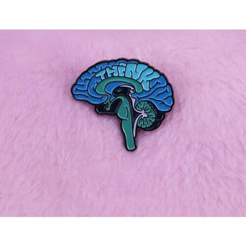 Nostalgic blue-enamel neurological brain lapel pin anatomical art gift for doctors critical thinkers