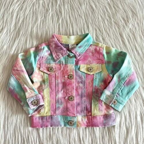 New style children fashion coat boy and girls fall denim jacket baby kids tie-dye jacket