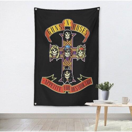 Rock Band Heavy Metal Music Posters Retro Loft Cloth Art Flag Banner Wall Hanging Tapestry Bedroom Dormitory Home Decoration D4