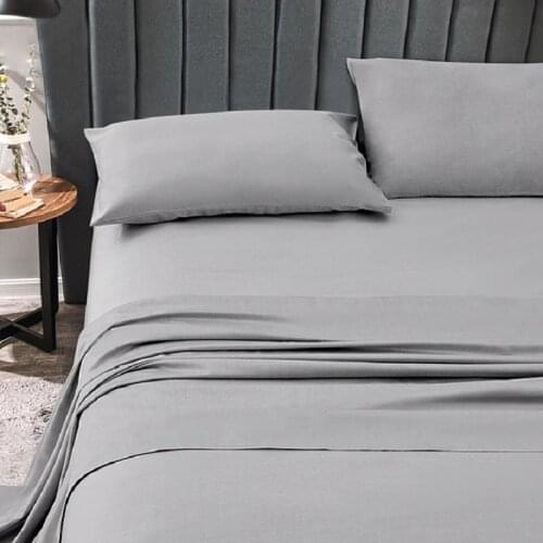 Bedroom Fitted Bed Sheet and Pillowcase Bamboo Charcoal Cover Plain Bedding Cover Soft Home Anti Wrinkle Pillowcase 3 pieces