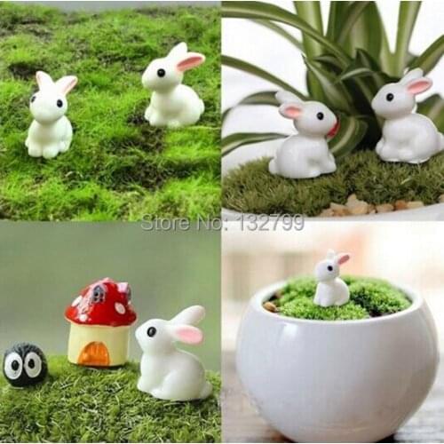 Garden Decor Mini Resin Rabbit Craft Ornament Miniature Figurine Plant Pot Fairy Micro Landscape Bonsai DIY