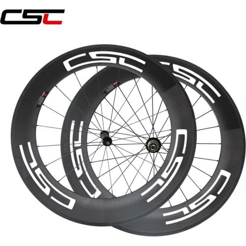 CSC U shape 700c 88mm road bike full carbon tubular wheel 25mm width with Powerway R36 hub sapim cx ray