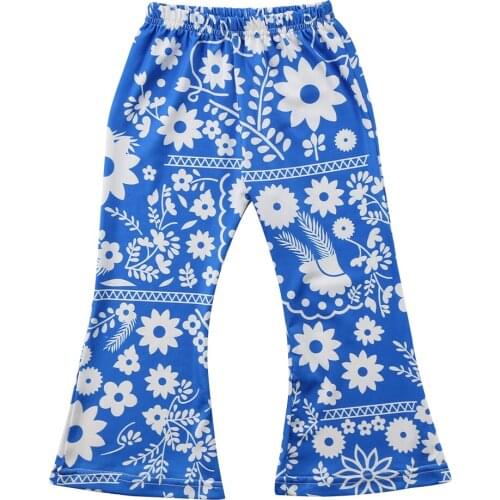 Toddler Kids Baby Girls Flower Bell-bottoms Pants Floral Leggings Trousers Size 1-6T