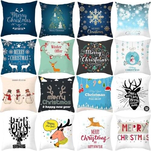 Snowflake Elk Antlers Snowman Cushion Cover Pillow Case Car Sofa Xmas Decor Pillowcases