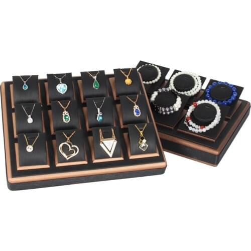 TA MINGREN wholesale multicolor PU leather jewelry necklace pendant chain storage box tray jewelry display