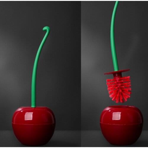 Creative Cleaning Toilet Brush Holder Cute Cherry Bowl Cleaner Toilet Brush and Plunger Set Escobilla Wc Bathroom Fixture DH50MT