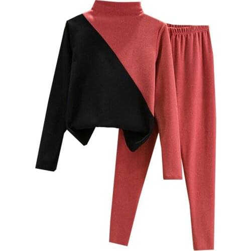 Women Turtleneck Thermo Underwear Sets Long Johns Thermal Suit Underwear Winter Female Shapewear Microfiber Shirts + Pants 1 N2